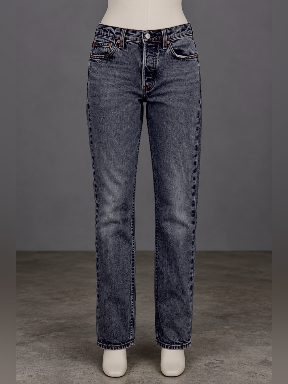 Levi’s 501S Women’s Jeans 28x28 Gray Black Wash Straight Leg Button Fly